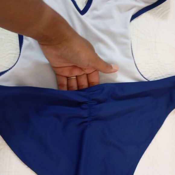 Cupshe Blue One Piece Swimsuit Size M With Lace Women's - Picture 8 of 12